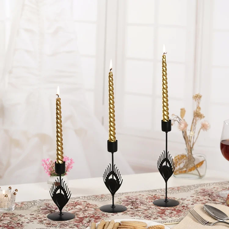 TBD06044663_B7.webp 3 In 1 Black Feather Candlestick Wedding Decoration Romantic Candlelight Home Ornaments - Image 8