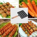 Cast Iron Grill Pan 4-Grid Non-Stick Sausage Grill Pan With Wood Handle - Image 6