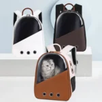 PU Pet Bag Cats And Dogs Outing Carrying Capsule Double Shoulder Backpacks - Image 2
