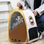 PU Pet Bag Cats And Dogs Outing Carrying Capsule Double Shoulder Backpacks - Image 6