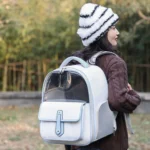 PU Pet Bag Cats And Dogs Outing Carrying Capsule Double Shoulder Backpacks - Image 2