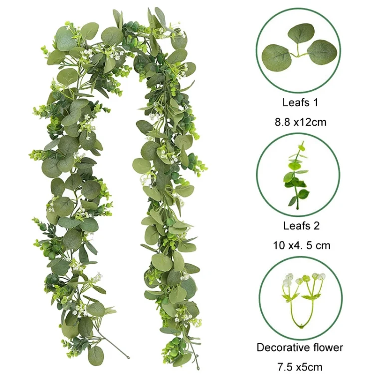 TBD0604479901_1.webp 180cm Simulation Greenery Eucalyptus Ivy Leaf Rattan Hanging Fake Flower Decoration Rattan - Image 9