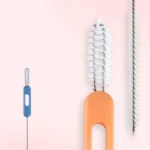 Multifunctional Straw Lid Cleaning Brush Nylon Stainless Steel Crevice Scrubber Comb - Image 2