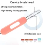 Multifunctional Straw Lid Cleaning Brush Nylon Stainless Steel Crevice Scrubber Comb - Image 4