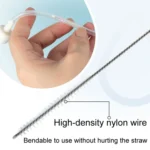 Multifunctional Straw Lid Cleaning Brush Nylon Stainless Steel Crevice Scrubber Comb - Image 5