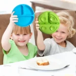 3 Compartments Baby Silicone Suction Cup Plate Childrens Complementary Feeding Bowl - Image 2