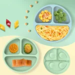 3 Compartments Baby Silicone Suction Cup Plate Childrens Complementary Feeding Bowl - Image 9