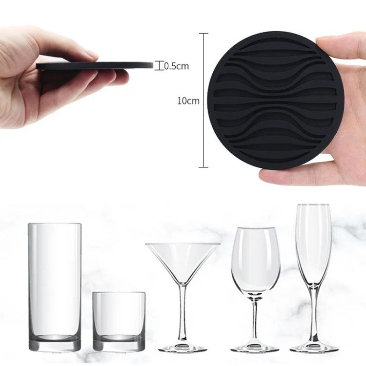 TBD06044906_B4.webp 10x0.5cm Round Silicone Coaster Non-Slip Wave Mug Heat Insulation Cushion Drainage Coffee And Tea Coaster - Image 5