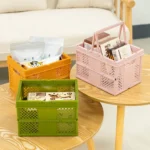 Stacking Folding Storage Baskets Home Kitchen Storage Bin Organizer With Handle - Image 2