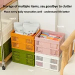 Stacking Folding Storage Baskets Home Kitchen Storage Bin Organizer With Handle - Image 4