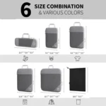 6 In 1 Compression Mesh Travel Cubes Clothes Underwear Packing Bags - Image 3