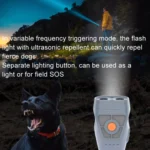 Dual Ultrasonic Repeller Pet Stop Barker With Mobile Power Supply Flashing Lighting Horn Function - Image 7