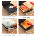 YIDPU Multifunctional Family Breakfast Maker Light Diet Sandwich Waffle Baker, CN Plug - Image 10