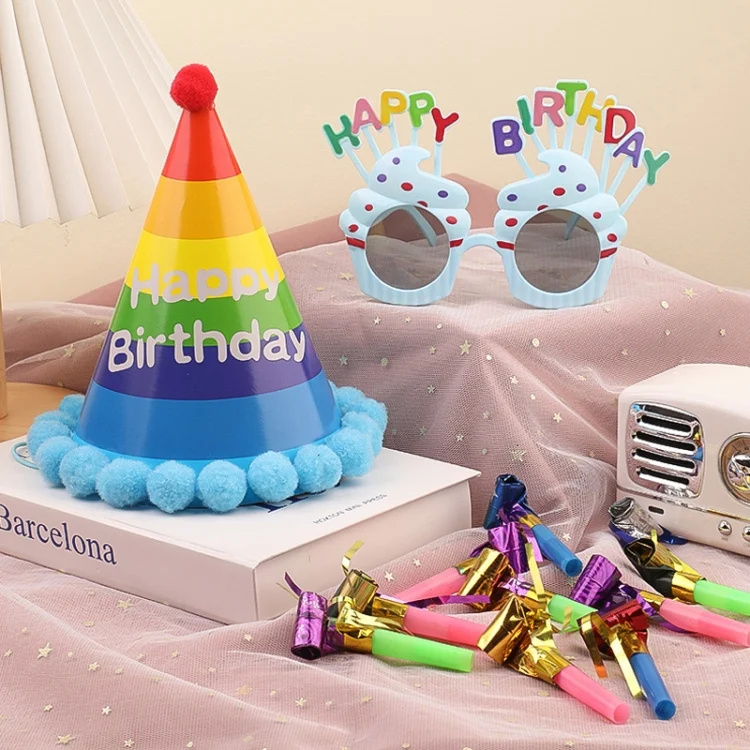 TBD06044991_B2.webp 2pcs Party Glasses Children Hats Headwear Birthday Photo Decorations, Random Pattern Delivery - Image 3