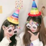 2pcs Party Glasses Children Hats Headwear Birthday Photo Decorations, Random Pattern Delivery - Image 5