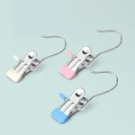 5pcs /Pack Stainless Steel Flat Clip With Hook Anti-Scratch Catch Laundry Drying Holder - Image 2