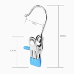 5pcs /Pack Stainless Steel Flat Clip With Hook Anti-Scratch Catch Laundry Drying Holder - Image 3