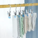 5pcs /Pack Stainless Steel Flat Clip With Hook Anti-Scratch Catch Laundry Drying Holder - Image 8