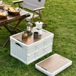 Foldable Outdoor Camping Storage Case Car Storage Box Organizer With Wooden Lid - Image 2