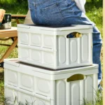 Foldable Outdoor Camping Storage Case Car Storage Box Organizer With Wooden Lid - Image 4