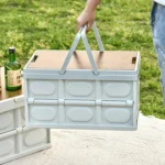 Foldable Outdoor Camping Storage Case Car Storage Box Organizer With Wooden Lid - Image 6