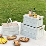 Foldable Outdoor Camping Storage Case Car Storage Box Organizer With Wooden Lid - Image 7