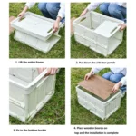 Foldable Outdoor Camping Storage Case Car Storage Box Organizer With Wooden Lid - Image 9