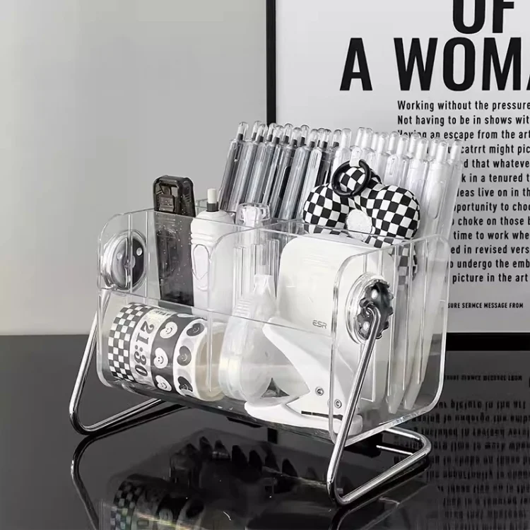 6-grid 360-degree Rotating Acrylic Remote Control Stationery Storage Box
