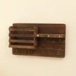 Solid Wood Wall-Mounted Retro Storage Rack Shelf Entryway Mail And Key Holder - Image 2