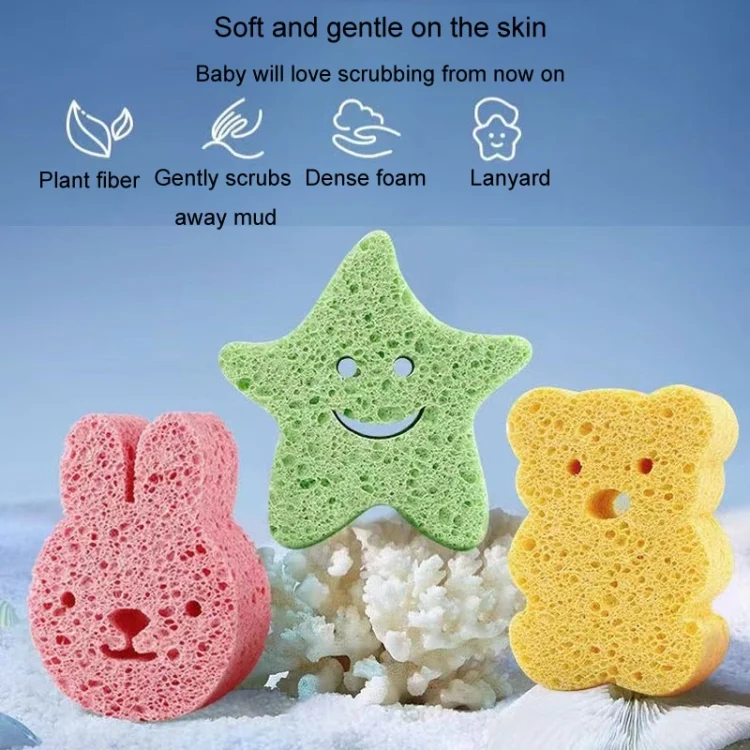 TBD06045044_B11.webp Baby Bathing Wood Pulp Sponge Cute Cartoon Soft Bath Sponge Bath Scrubber - Image 12