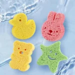 Baby Bathing Wood Pulp Sponge Cute Cartoon Soft Bath Sponge Bath Scrubber - Image 3