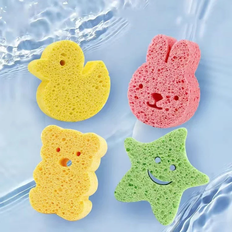 TBD06045044_B2.webp Baby Bathing Wood Pulp Sponge Cute Cartoon Soft Bath Sponge Bath Scrubber - Image 3
