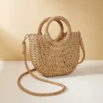 Half-moon Shape Straw Tote Bag Cross-body Woven Beach Single-shoulder Bag