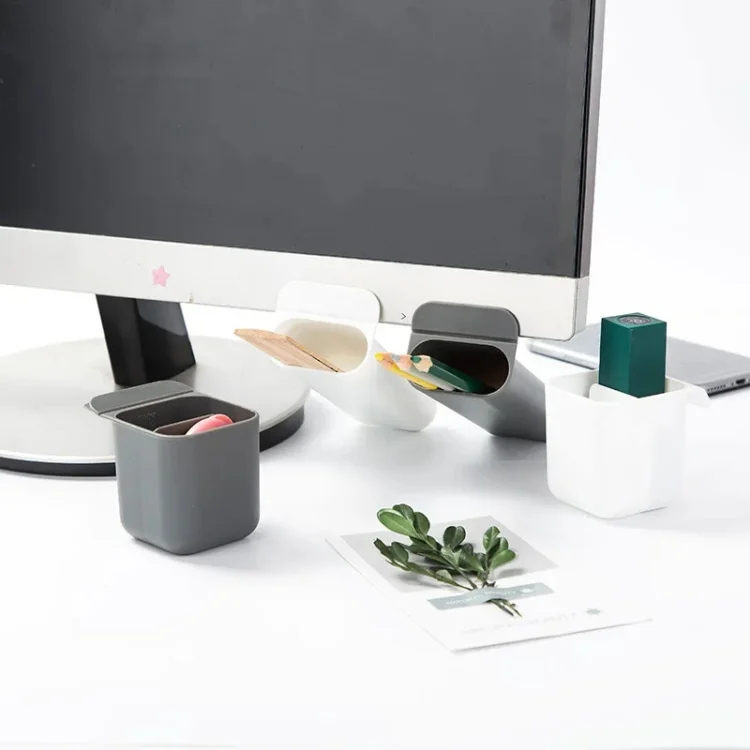TBD06045256_B5.webp Desktop Computer Monitor Auxiliary Pen Holder Desk Adhesive Storage Box - Image 6
