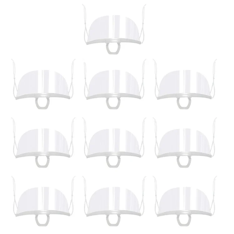 10pcs /Bag Recyclable Transparent Restaurant Mask Chef Anti-fog And Anti-Spittle Plastic Masks