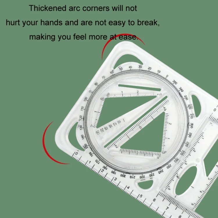 TBD06045385_B4.webp 2pcs Multifunctional Drawing Ruler Function Drawing Protractor Geometric Ruler - Image 5
