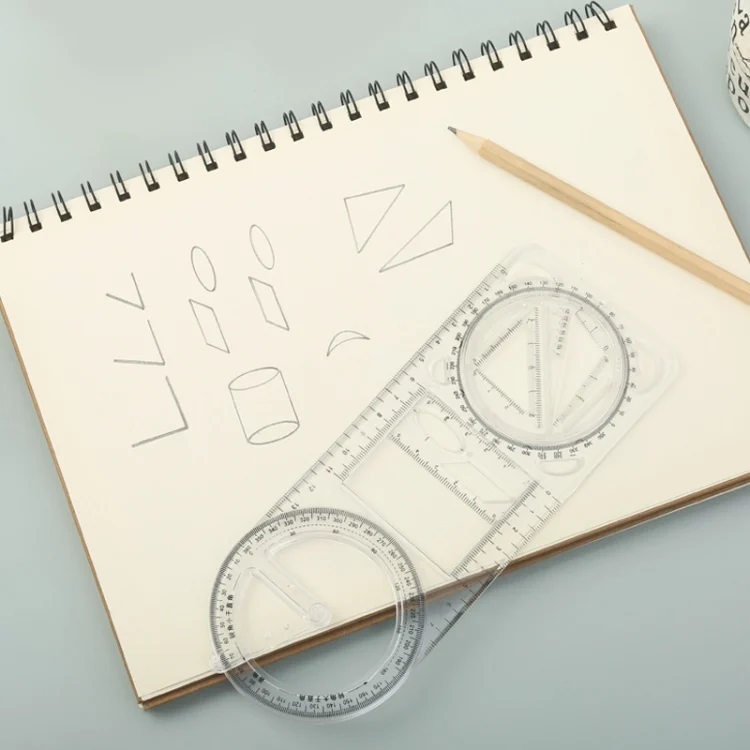 TBD06045385_B7.webp 2pcs Multifunctional Drawing Ruler Function Drawing Protractor Geometric Ruler - Image 8