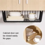 Closet Organizer Metal Shelf Kitchen Cabinet Under Hanging Shelf - Image 5