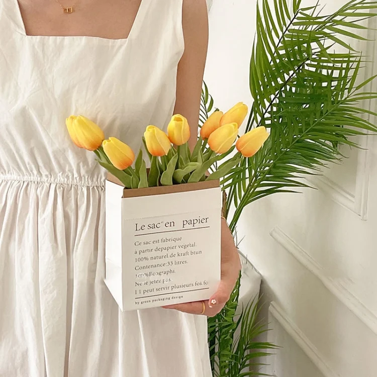 TBD06045769_B5.webp 10 In 1 Tulip Bouquet With Paper Bag Home Decoration Simulation Flowers Paper Bag Floral Set Arrangement - Image 6