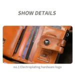 BULL CAPTAIN 088 RFID Anti-Theft Zipper Buckle Multi-Card Slot Cowhide Vertical Wallet - Image 3