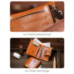 BULL CAPTAIN 088 RFID Anti-Theft Zipper Buckle Multi-Card Slot Cowhide Vertical Wallet - Image 4