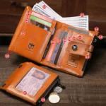 BULL CAPTAIN 088 RFID Anti-Theft Zipper Buckle Multi-Card Slot Cowhide Vertical Wallet - Image 8
