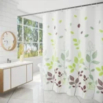 Leaf Printed Waterproof Shower Curtain Thickened Polyester Bathroom Curtain Cloth - Image 2