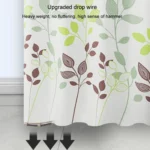 Leaf Printed Waterproof Shower Curtain Thickened Polyester Bathroom Curtain Cloth - Image 7