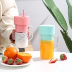 420ml 6 Blades Straw Juice Cup USB Charging Portable Fruit Juicer Smoothie Maker - Image 2