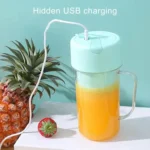 420ml 6 Blades Straw Juice Cup USB Charging Portable Fruit Juicer Smoothie Maker - Image 4