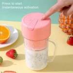 420ml 6 Blades Straw Juice Cup USB Charging Portable Fruit Juicer Smoothie Maker - Image 5