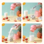 420ml 6 Blades Straw Juice Cup USB Charging Portable Fruit Juicer Smoothie Maker - Image 7