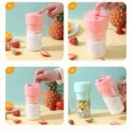 420ml 6 Blades Straw Juice Cup USB Charging Portable Fruit Juicer Smoothie Maker - Image 8