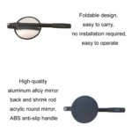 20cm Retractable Acrylic Handheld Explosion-proof Vehicle Inspection Mirror - Image 4